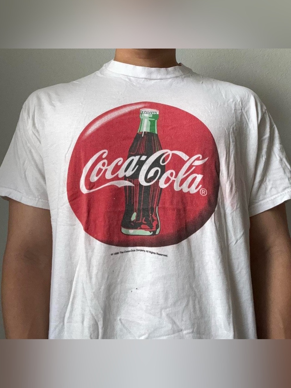 Vintage 1998 Coca-Cola "Ice Cold" Graphics White Tee Shirt